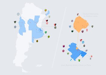 Asi queda distribuido el país con los 30 equipos