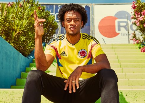 Juan Cuadrado con la camiseta titular Mundial 2018 de Colombia | Foto Adidas