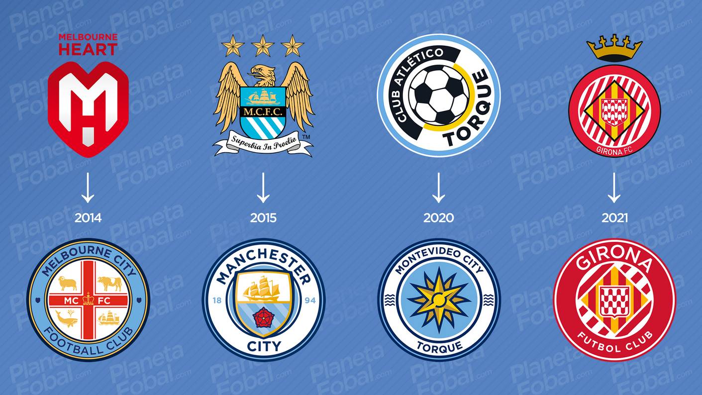 Los escudos antes y después del City Football Group