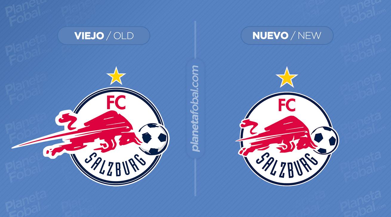 Antes y después del escudo internacional del FC Salzburg